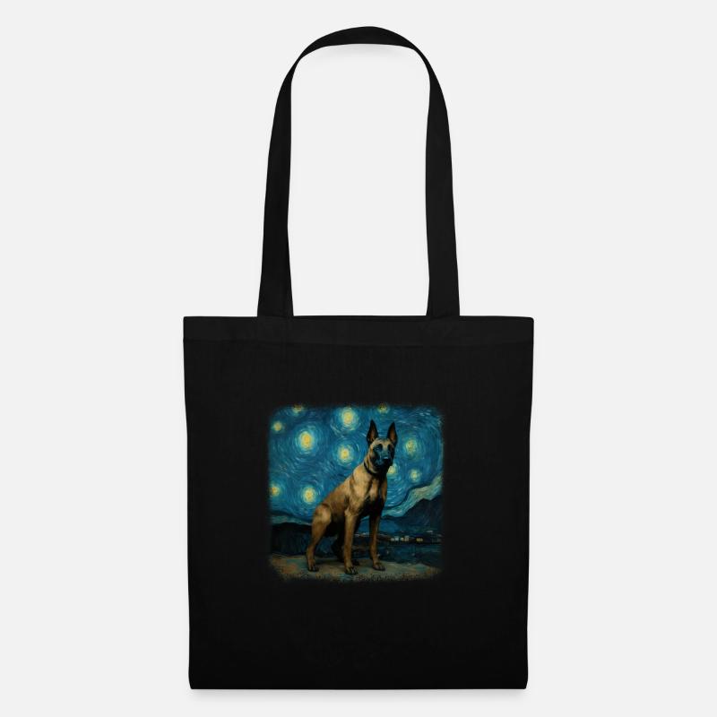 Belgian Malinois Van gogh starry night - Stoffbeutel - Schwarz