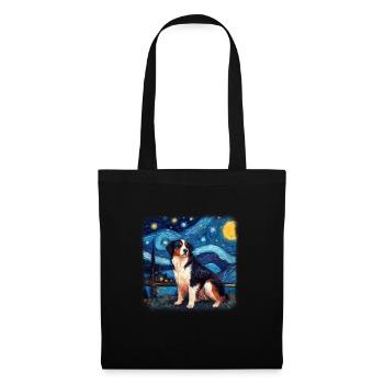 Bernese Mountain Dog Van gogh starry night - Stoffbeutel - Schwarz - Vorne