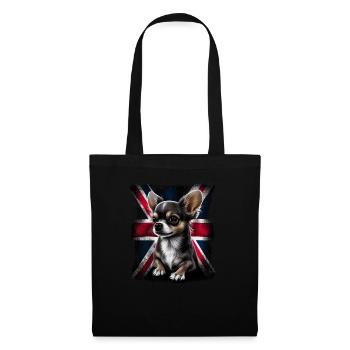 Chihuahua - Großbritannien England Flagge Farben - Stoffbeutel - Schwarz - Vorne