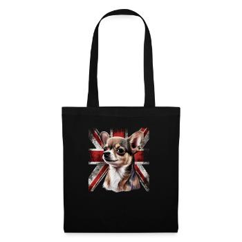 Chihuahua - Großbritannien England Flagge Farben - Stoffbeutel - Schwarz - Vorne