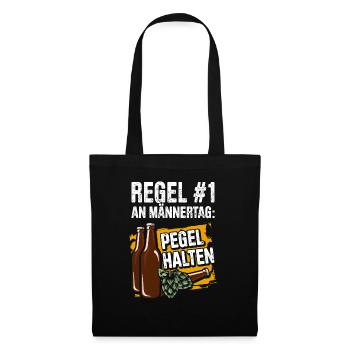 Regel #1 An Männertag: Pegel Halten Bier Trinken - Stoffbeutel - Schwarz - Vorne