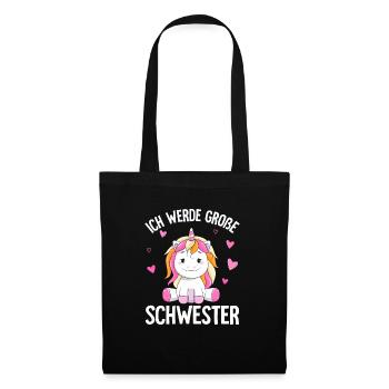 Ich werde große Schwester Kinder - Stoffbeutel - Schwarz - Vorne