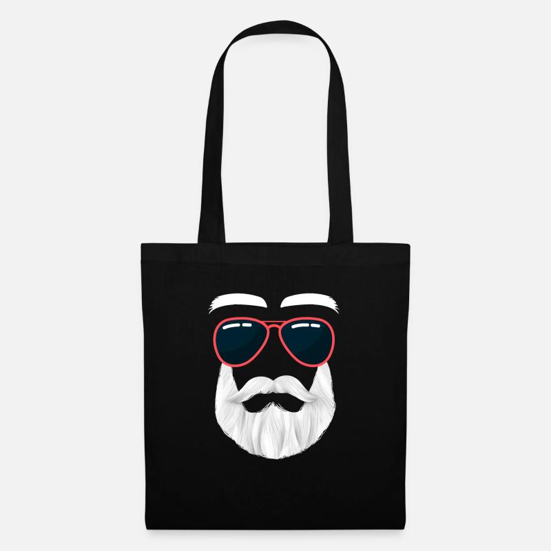 Hipster Weihnachtsmann Bart Lustig Coole Sonnen - Stoffbeutel - Schwarz