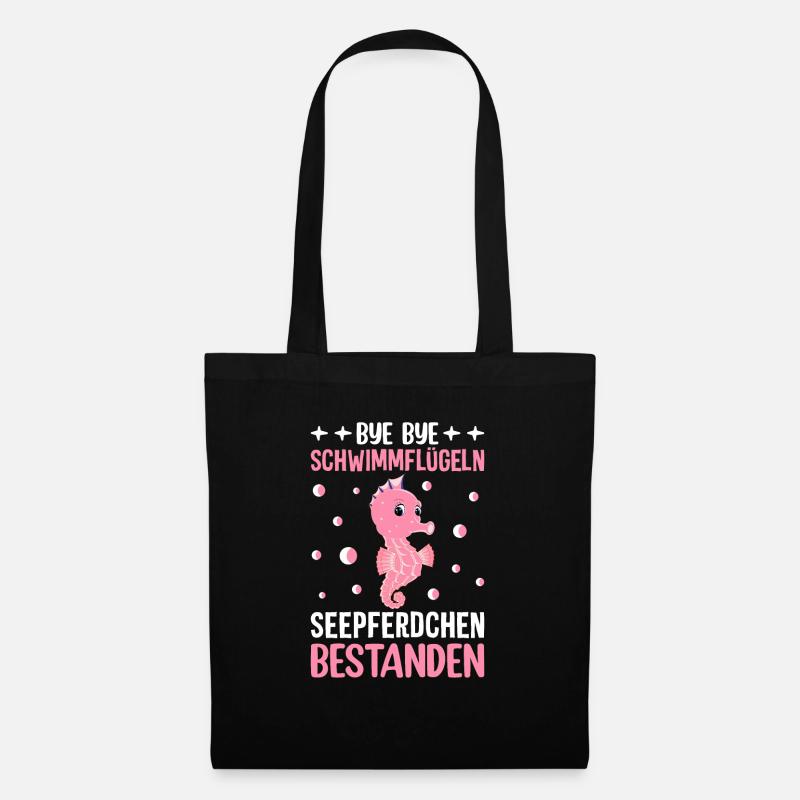 Schwimmflügel Schwimmabzeichen Seepferdchen - Stoffbeutel - Schwarz