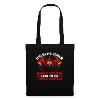 Feuerwehrmann Feuerwehr - Stoffbeutel - Schwarz - Vorne