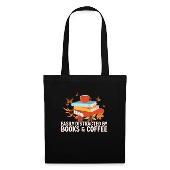 Facilement distrait par le café et les livres - Sac en tissu - noir - Devant