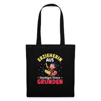 Erzieherin Abschiedsgeschenk Kita - Stoffbeutel - Schwarz - Vorne