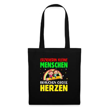Erzieherin Abschiedsgeschenk - Stoffbeutel - Schwarz - Vorne