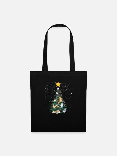 Lustige Katze Weihnachtsbaum Katzen Liebhaber Lust - Stoffbeutel - Schwarz