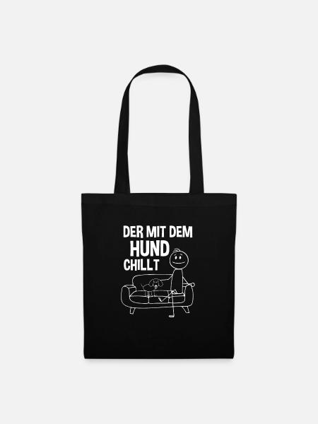 Der mit dem Hund chillt - Stoffbeutel - Schwarz