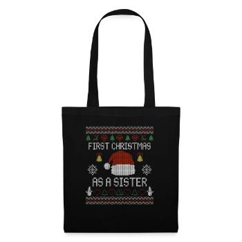 Premier Noël en tant que sœur - Noël moche - Sac en tissu - noir - Devant