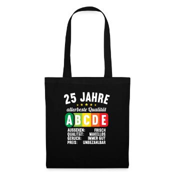 Lebensmittelampel Score 25 Jahre 25 Geburtstag - Stoffbeutel - Schwarz - Vorne