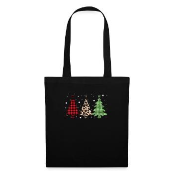 Merry Christmas Buffalo Trees Leopard Plaid Print - Tote Bag - black - Front