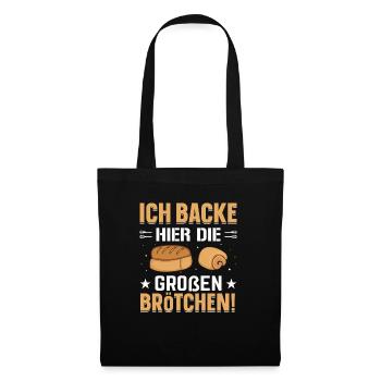 Brötchen Bäcker Bäckerei - Stoffbeutel - Schwarz - Vorne