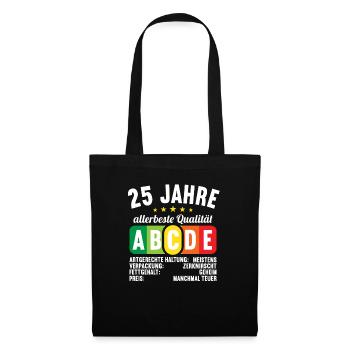 Lebensmittelampel Score 25 Jahre 25 Geburtstag - Stoffbeutel - Schwarz - Vorne