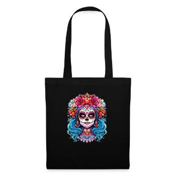 Gruseliges Halloween La Catrina - Bunte Totenkopf Frauen - Stoffbeutel - Schwarz - Vorne