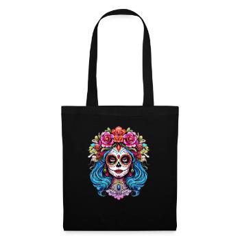 Belle décoration florale La Catrina Dia de los - Sac en tissu - noir - Devant