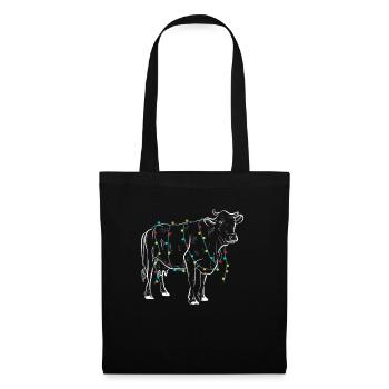 Vache Lumières de Noël Famille Amoureux des neiges - Sac en tissu - noir - Devant