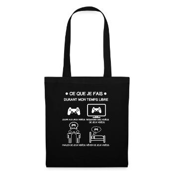 jeux vidéos temps libre cadeau joueur - Sac en tissu - noir - Devant
