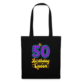 50 anniversaire Couronne d’anniversaire de reine 50e anniversaire - Sac en tissu - noir - Devant