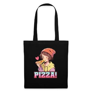 Pizza Lover Young Girl Anime Manga Pizza - Sac en tissu - noir - Devant