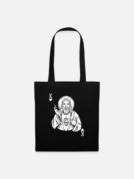 Religious Quote Jesus Christ Is King Of Heart - Stoffbeutel - Schwarz