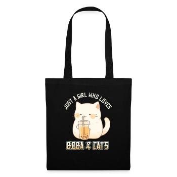 Anime Kawaii just a girl who loves Boba and Cats - Stoffbeutel - Schwarz - Vorne