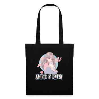 Anime and Cats Kawaii Girl Anime - Tote Bag - black - Front
