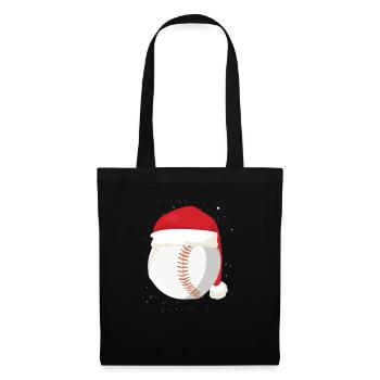 Weihnachten Baseball Ball Weihnachtsmann Hut Xmas - Stoffbeutel - Schwarz - Vorne