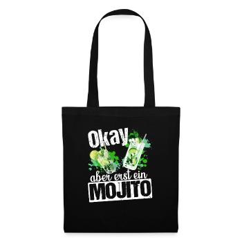 Mojito Longdrink Cocktail - Stoffbeutel - Schwarz - Vorne