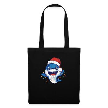 Weihnachtsmann Hai Weihnachtsbeleuchtung Lustige - Stoffbeutel - Schwarz - Vorne