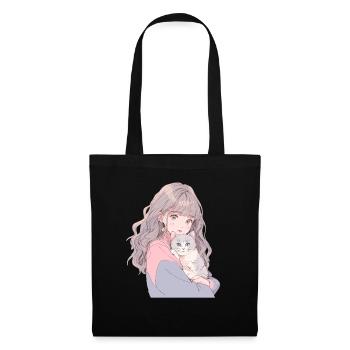 Anime and Cats Kawaii Girl Anime - Tote Bag - black - Front