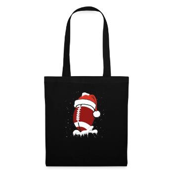 Noël Football Ball Père Noël Chapeau Noël - Sac en tissu - noir - Devant