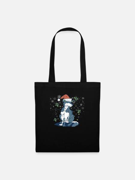 Siberian Husky Weihnachtsmann Weihnachtsbaum Licht - Stoffbeutel - Schwarz