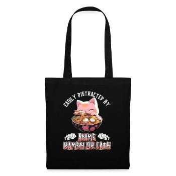 Facilement distrait par les Anime Ramen ou les Chats - Sac en tissu - noir - Devant
