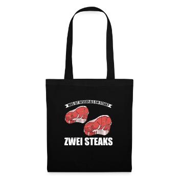 Was ist besser als ein Steak? Zwei Steaks Lieblibg - Stoffbeutel - Schwarz - Vorne