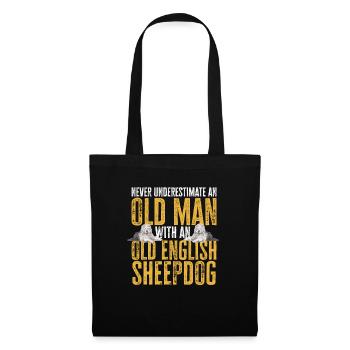 Vieux chien de berger anglais Sheepie Bobtail - Sac en tissu - noir - Devant