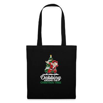 Santa Claus dabs lights around the Christmas tree - Tote Bag - black - Front
