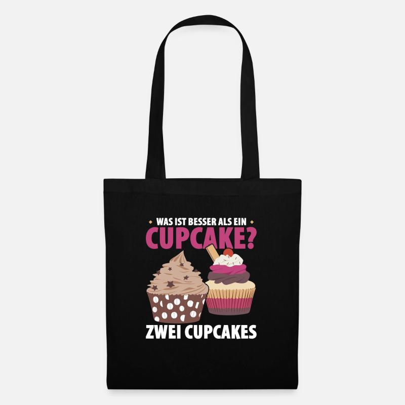 Was ist besser als ein Cupcake? Zwei Cupcakes Lieb - Stoffbeutel - Schwarz