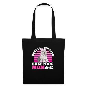 Old English Sheepdog Sheepie Bobtail - Stoffbeutel - Schwarz - Vorne