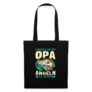 Opa Geboren Angeln Geschenk Kind - Stoffbeutel - Schwarz - Vorne