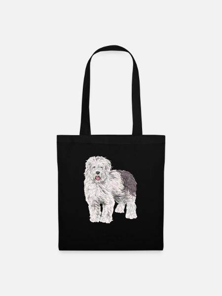 Old English Sheepdog Sheepie Bobtail - Stoffbeutel - Schwarz
