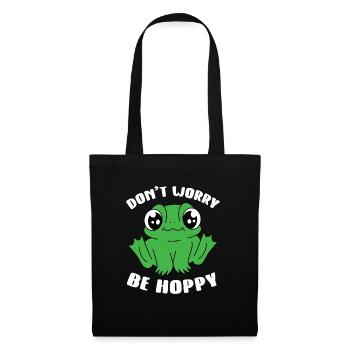 Cute Don't Worry Be Hoppy Toad Amphibian Lover Fro - Stoffbeutel - Schwarz - Vorne
