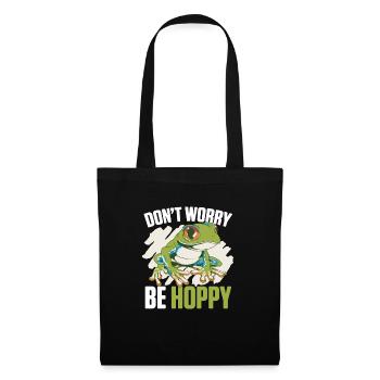Toad Frog Don’t Worry Be Hoppy Cute Amphibian Fan - Sac en tissu - noir - Devant