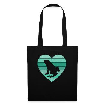 Retro Herpetologist Amphibian Frog Vintage Heart - Tote Bag - black - Front