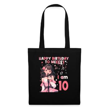 Anime Mandga K-Pop KPop Mädchen 10. Geburtstag - Stoffbeutel - Schwarz - Vorne