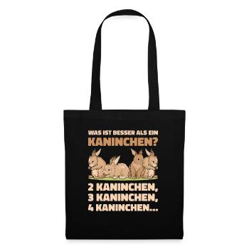 Was ist besser als ein Kaninchen? 2 Kaninchen, 3 K - Stoffbeutel - Schwarz - Vorne