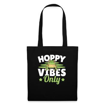 Frog Hoppy Vibes Only Amphibian Herpetologist Toad - Stoffbeutel - Schwarz - Vorne
