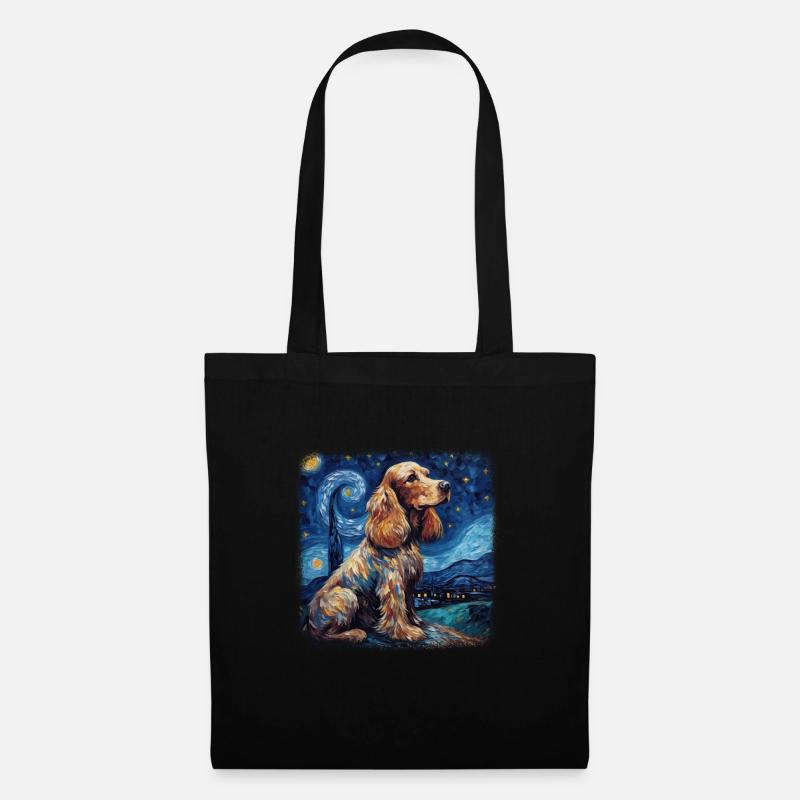 Cocker Spaniel Van gogh starry night - Stoffbeutel - Schwarz