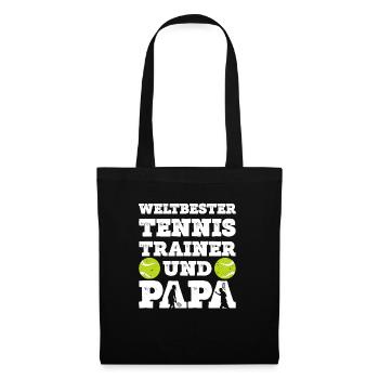 Weltbester Tennis Trainer Und Papa Tennisspieler - Stoffbeutel - Schwarz - Vorne